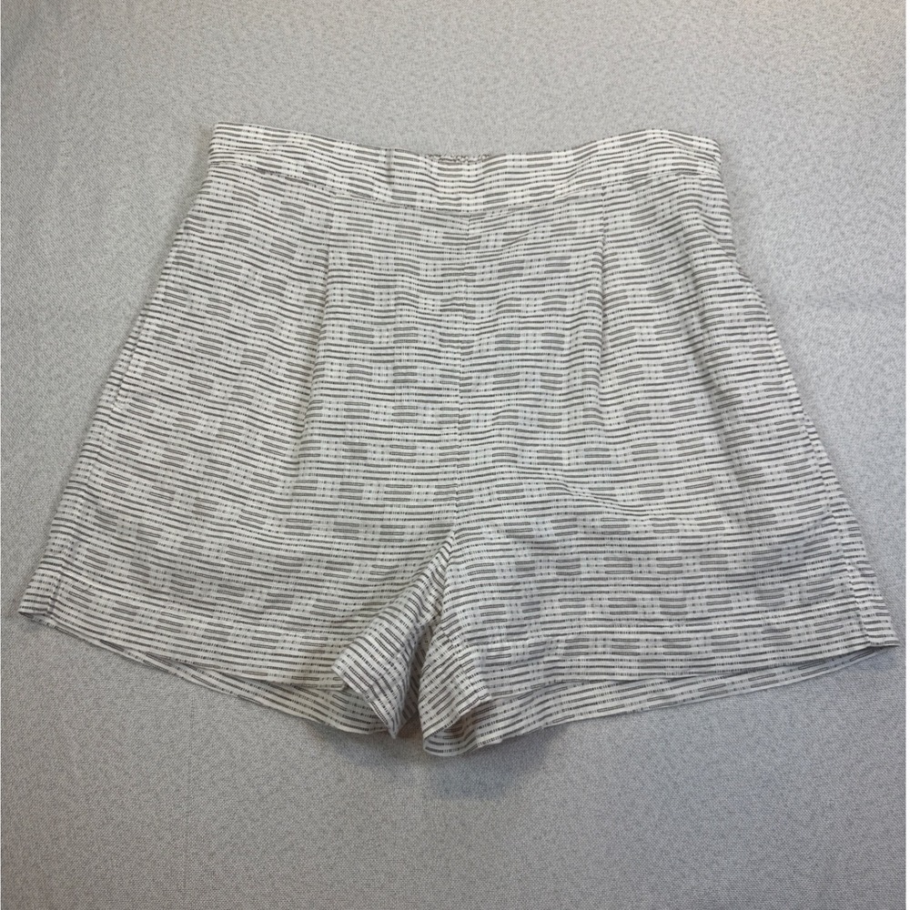 Madewell Shorts Womens S Beige Cotton Linen Striped Pleated Boho NJ818 Summer